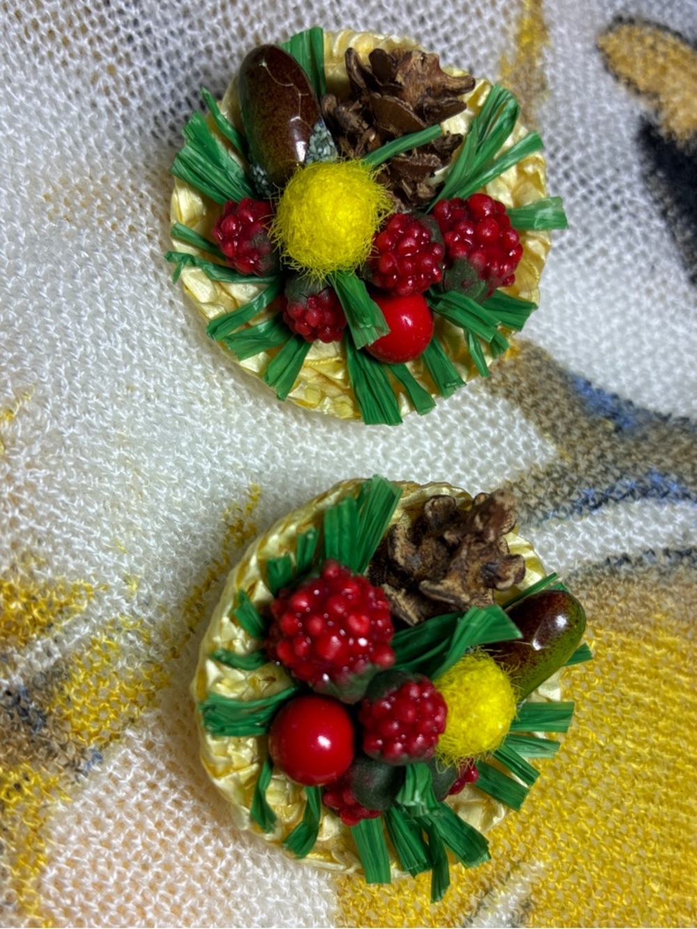 Circa 1950s West German Fruit Basket Earrings – Tropical Carmen Miranda Style